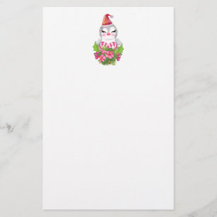 Cute Christmas Penguin in Santa Hat Stationery