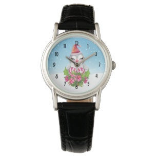 Cute Christmas Penguin in Santa Hat Watch