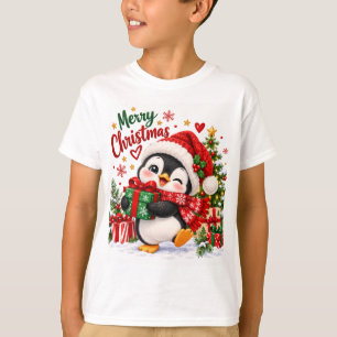 Cute Christmas Penguin Kids T-Shirt – Merry Christ