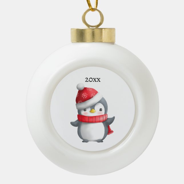 Cute Christmas Penguin Ornament (Front)