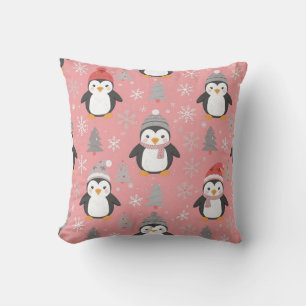 Cute Christmas Penguin Pattern Cushion