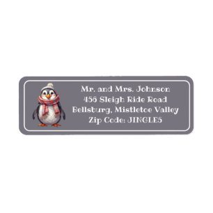 cute christmas penguin personalised address