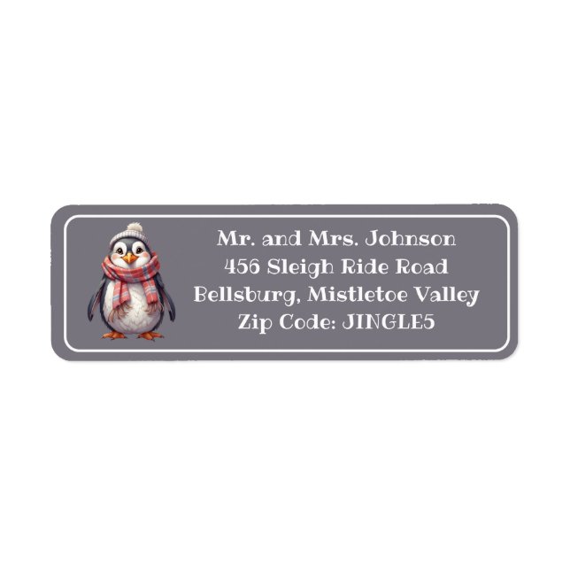 cute christmas penguin personalised address (Front)