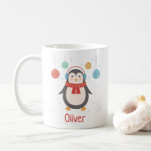 Cute Christmas Penguin Personalised Christmas Mug