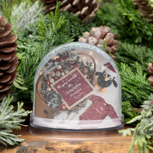 Cute Christmas penguin pregnancy announcement  Snowglobe