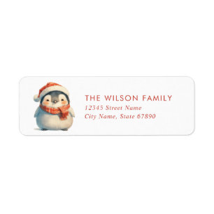 Cute Christmas Penguin Return Address Labels