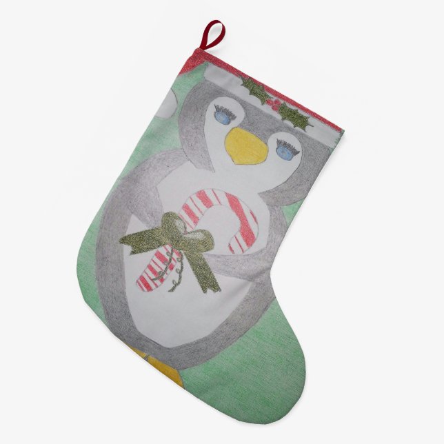 Cute Christmas Penguin Stocking (Front (Hanging))