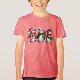 Cute Christmas Penguin Trio Tri-Blend Shirt