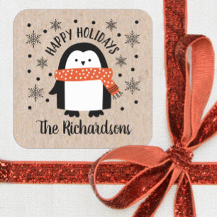 Cute Christmas Penguin Winter Holiday Stickers