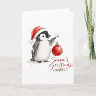 Cute Christmas Penguin with Ornament Card