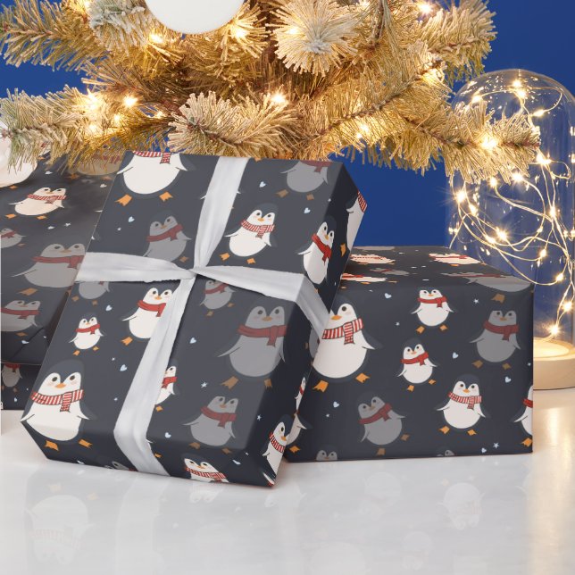 Cute Christmas Penguin Wrapping Paper (Holidays)