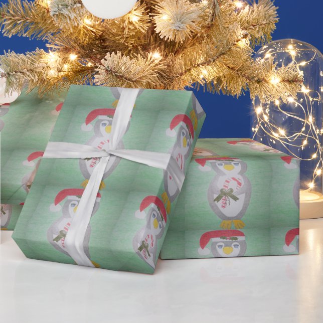 Cute Christmas Penguin Wrapping Paper (Holidays)