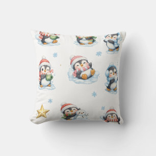 Cute Christmas Penguins Cushion