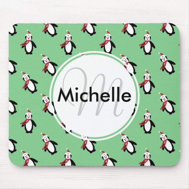 Cute Christmas Penguins Mouse Mat (Front)