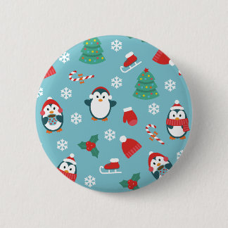 Cute Christmas Penguins Pattern 6 Cm Round Badge