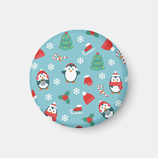 Cute Christmas Penguins Pattern Magnet