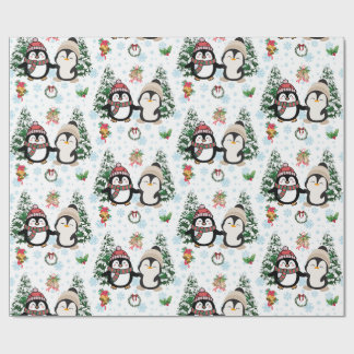 Cute Christmas Penguins & Snowflakes Holiday Wrapp Wrapping Paper