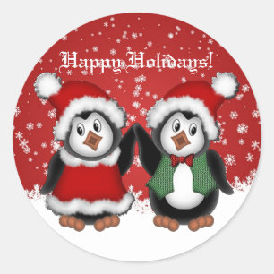 Cute Christmas Penguins Stickers