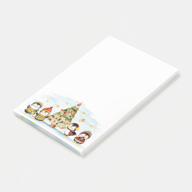 Cute Christmas Penquins Post-it Notes (Angled)