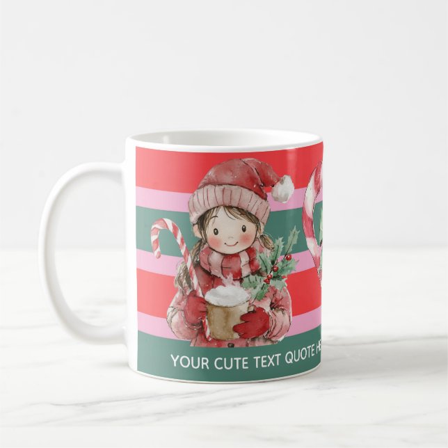 Cute Christmas Peppermint Girl Coffee Mug (Left)