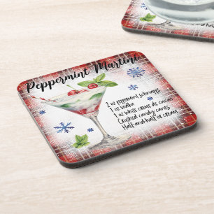 Cute Christmas Peppermint Martini Drink Recipe Coaster
