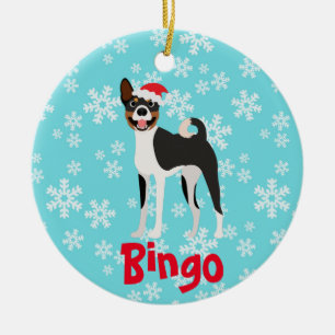 Cute Christmas Personalised  Basenji Black Tan Ceramic Tree Decoration