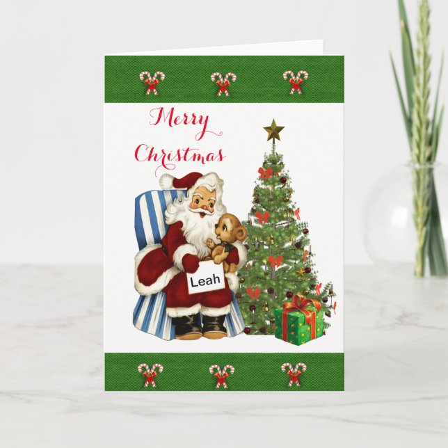 Cute Christmas Personalised Greeting Card for Kids (Front)