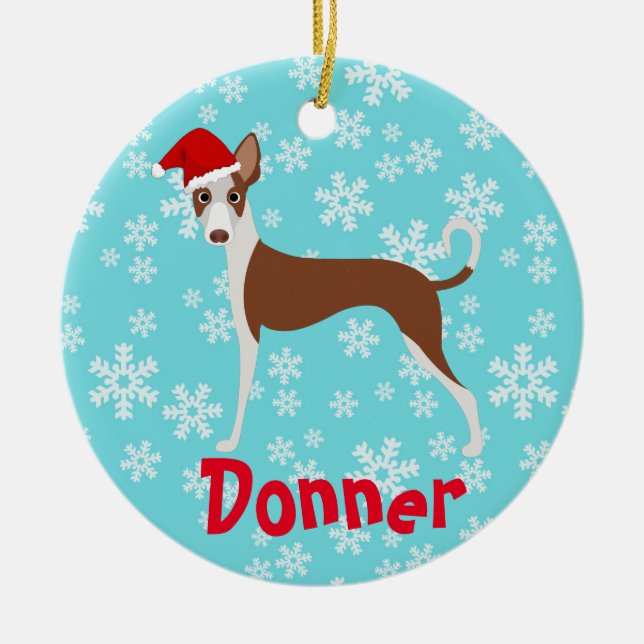 Cute Christmas Personalized Ibizan hound Ceramic Tree Decoration (Front)