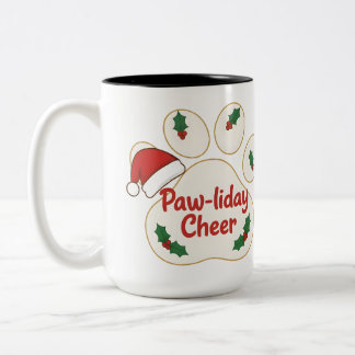 Cute Christmas Pet Paw Two-Tone Coffee Mug