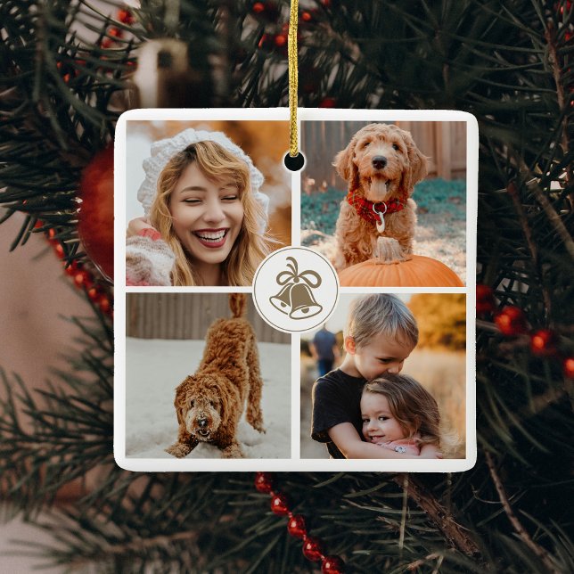 Cute Christmas Photo Family Gift Ceramic Ornament (Creator Uploaded)