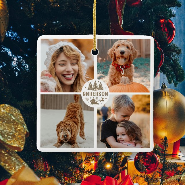 Cute Christmas Photo Family Gift Ceramic Ornament (Creator Uploaded)