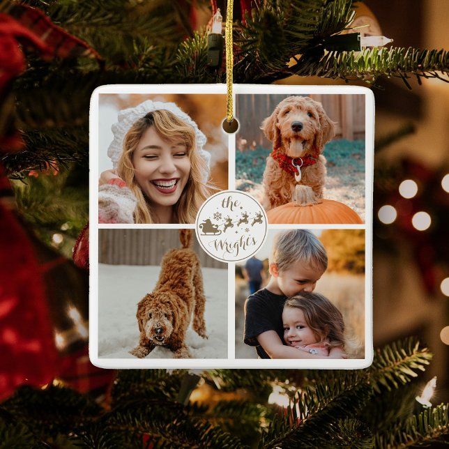 Cute Christmas Photo Family Gift Ceramic Ornament (Creator Uploaded)