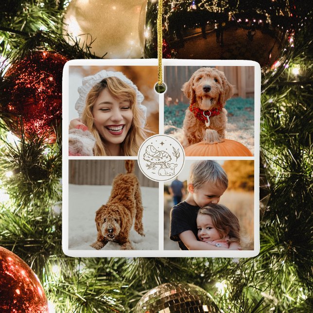 Cute Christmas Photo Family Gift Ceramic Ornament (Creator Uploaded)