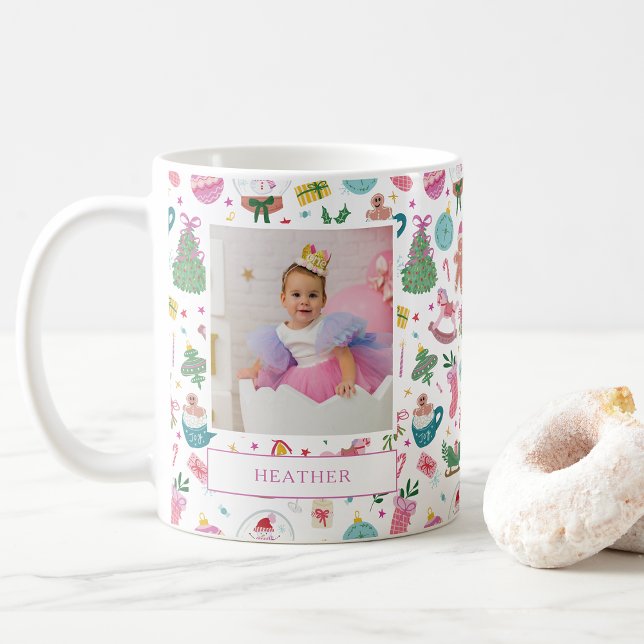 Cute Christmas Photo Mug (Whimsical Mug with Cheerful Christmas Doodles  and Photo, a Perfect Holiday Gift! by Painted Paperie)