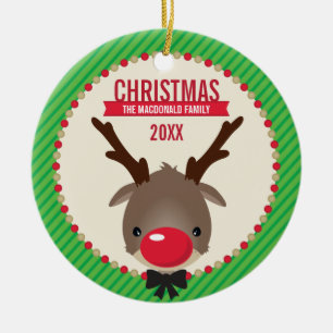CUTE CHRISTMAS PHOTO ORNAMENT :: reindeer rudolf