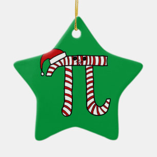 Cute Christmas Pi Ornament (Green Background)