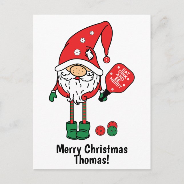 Cute🎅 Christmas pickleball Postcard (Front)