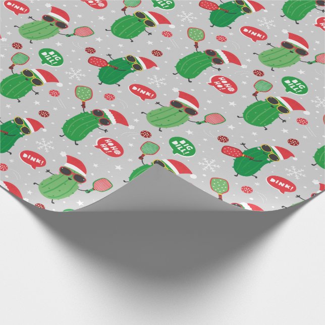 Cute Christmas Pickles on light grey Wrapping Paper (Corner)