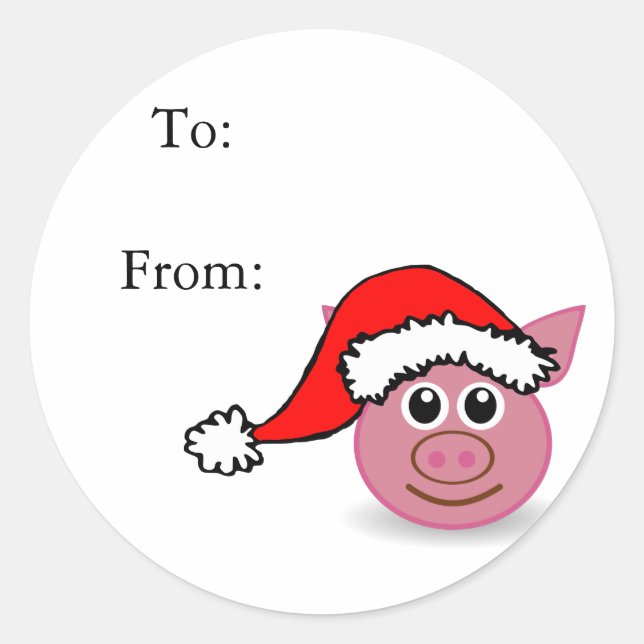 Cute Christmas Pig Gift Tags (Front)