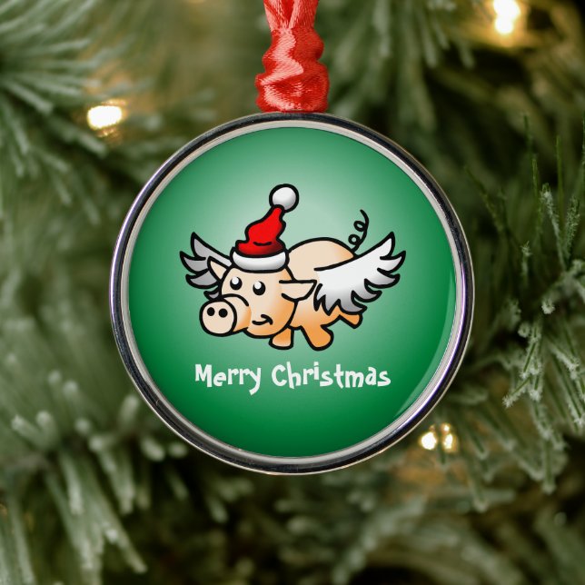 Cute Christmas Pig Metal Tree Decoration (Tree)