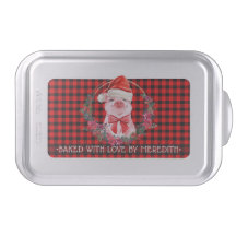 Cute Christmas Pig With Buffalo Plaid Red Funny