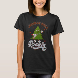 Cute Christmas Pine Tree Playing Guitar Christmas T-Shirt