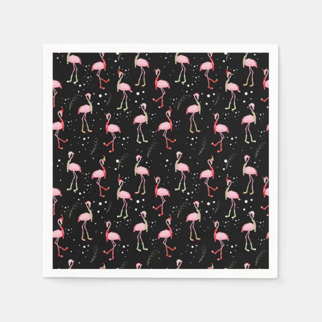 Cute Christmas pink flamingo pattern Napkin (Front)