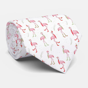 Cute Christmas pink flamingo pattern Tie