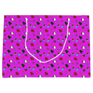 Cute Christmas Pink Large Gift Bag