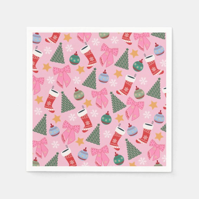 Cute Christmas Pink Napkin (Front)