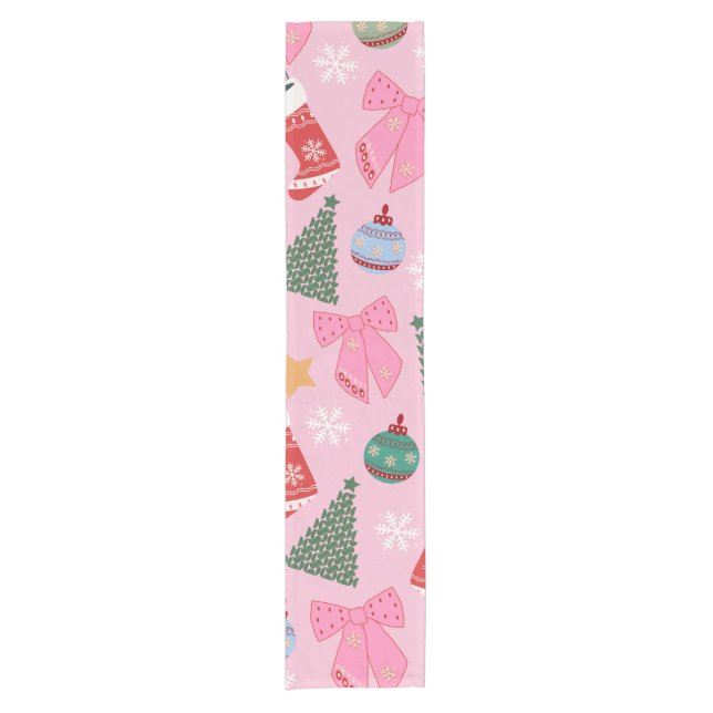 Cute Christmas Pink Short Table Runner (Front)