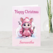 Cute Christmas Pink Winter Mouse