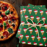 Cute Christmas Pizza Slices in Santa Hats Green Wrapping Paper Sheet<br><div class="desc">Funny pizza lover Christmas wrapping paper for an Italian restaurant. Cute pepperoni slices with a hilarious Santa Claus hat in a fun green holiday food pattern.</div>