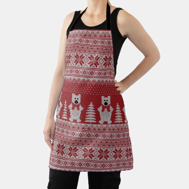 Cute Christmas polar Bear Apron (Insitu)